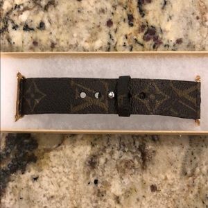 LV Apple Watch band 42mm rose gold hardware.